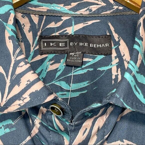 IKE Behar Blue and Cream Sunset Print Button Top - Picture 7 of 14